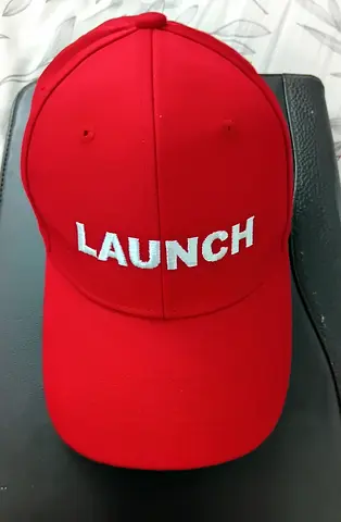 Stylish Red Cap with LAUNCH Embroidery