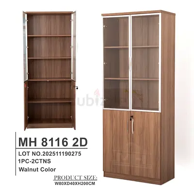 Stylish Walnut Cabinet with Glass Doors