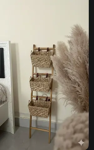 Charming Wooden Ladder with Baskets for Organizing