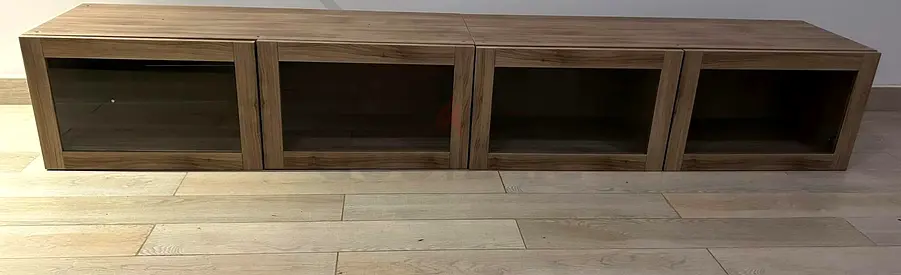 Stylish Wooden Media Console with Glass Doors