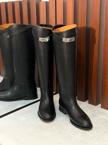 Hermes Black Knee-High Boots