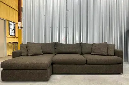 Brown Cratebarrel lounge deep L shape sofa