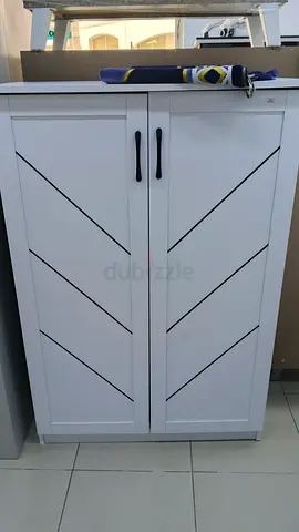 Stylish White Cabinet with Modern Chevrons