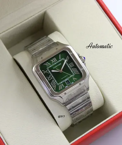 Elegant Cartier Mens Watch with Green Dial (SMC)