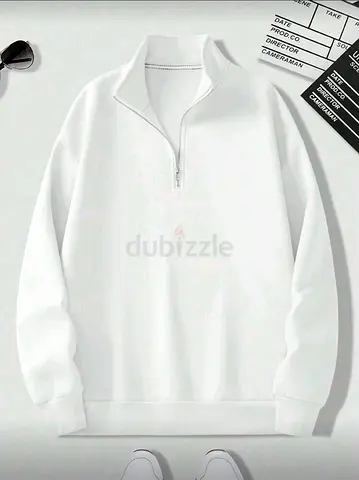 Stylish White Quarter-Zip Sweatshirt