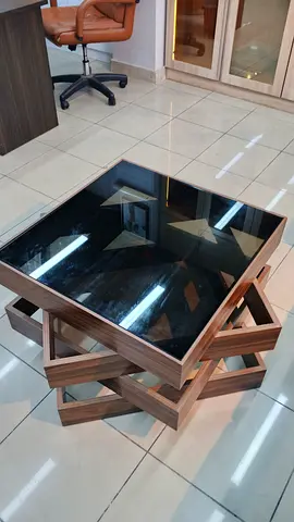Elegant Wooden Coffee Table with Glass Top