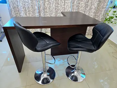 Marina Home Stylish Black Bar Table with High Chairs