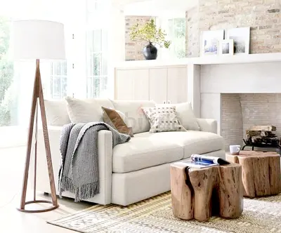 3_ Seat CrateBarrel Lounge Deep feather filled Sofa Beige