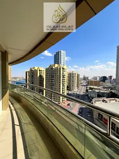 Two bedrooms, a living room, three bathrooms, and three balconies with city and creek views, plus bu