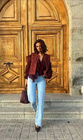 Zara Burgundy Fuax Suede Gilet