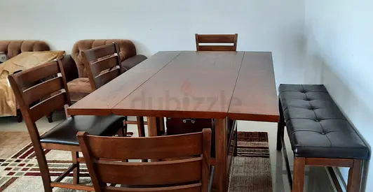 Solid Wood Dining Table Set with Chairs