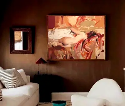 Art, handmade painting abstract. sleeping lady  70x 50cm