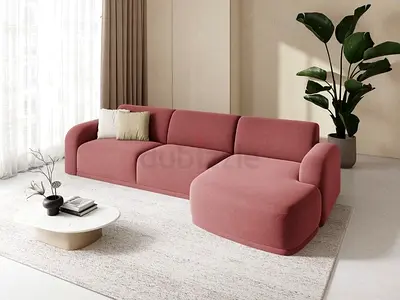Stylish Modern L-Shaped Sofa in Soft Blush Pink
