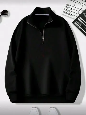 Stylish Black Half-Zip Sweatshirt