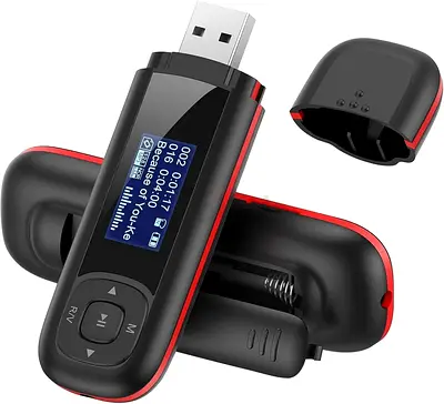 AGPTEK U3 USB Stick Mp3 Player, 8GB Music Player Supports Replaceable Battery, Recording, FM Radio,B