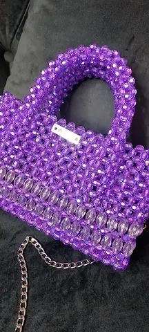 Chic Purple Beaded Handbag - Unique Design