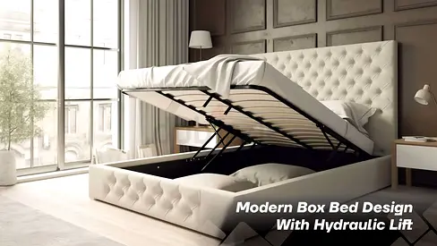 Beige colour 180*200 king size bed with hydraulic storage