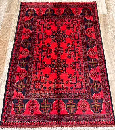 Traditional Red and Black Area Rug
