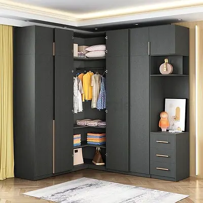 Stylish and Spacious Grey Wardrobe with Organizer