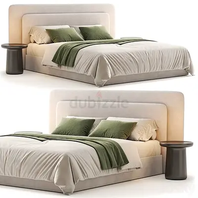 Luxurious Modern Bed with Soft Headboard