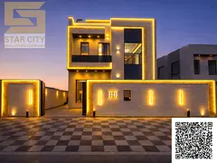 Luxury villa for sale in Al Zahia, Ajman. Modern design, 5 bedrooms, central air conditioning. Price