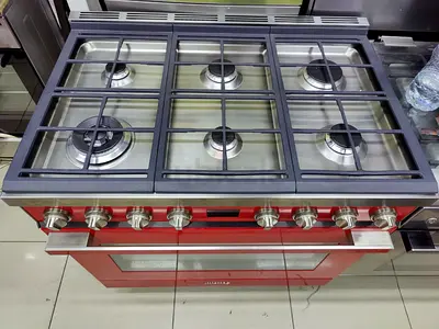 Smeg gass electric red color 6 burner top gass oven electric triple fan cooking range 90x60 stove JD