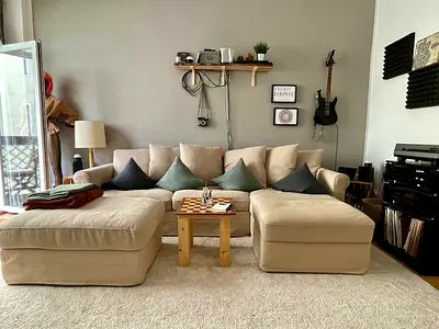 Without footstool Gronlid L shape sofa bed with mattress