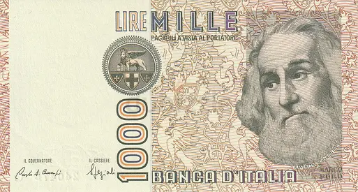 ITALY 1000 LIRE BANKNOTE 1984