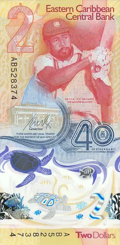 EAST CARIBBEAN 2 DOLLARS COMMEMORATIVE BANKNOTE 2023