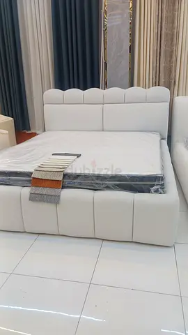 Elegant white Upholstered Bed with Modern Design