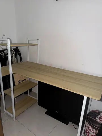 Modern Study Desk with Shelves – Like New / No Scratches