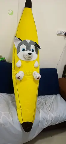 Cute Banana Shaped Plush Toy with Dog Design