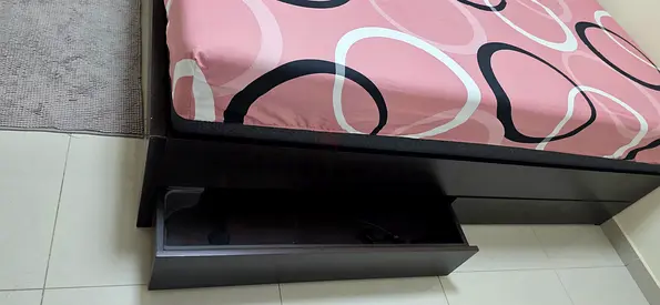 Sleek and elegant Queen Size Bed with Storage ( without mattress)