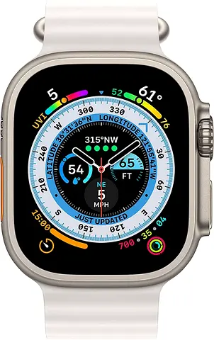 Apple Watch Ultra, GPS + Cellular Connectivity, 49mm Case Size, Titanium Case with White Ocean Band
