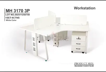 Stylish White Corner Workstation with Storage
