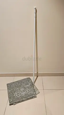 Shower Curtain with rings and self adhesive extendable rod