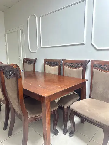 Elegant Wooden Dining Set with Upholstered Chairs