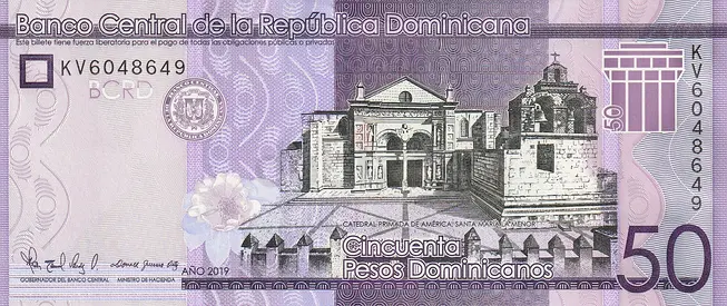DOMINICAN REPUBLIC 50 PESOS BANKNOTE 2019