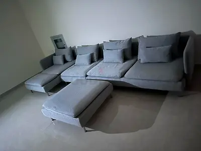 Excellent Condition IKEA Sodhremn L Shape Sofa light gray without footstool