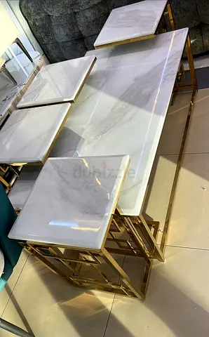 Elegant Marble Top Coffee Table Set