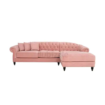 Elegant Pink Velvet Sectional Sofa