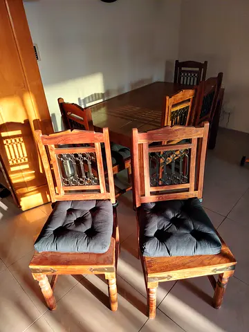 Handcrafted Wooden Dining Chairs with Cushions
