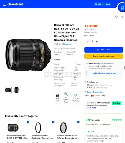 Nikon 18.105 lens by orginal cover