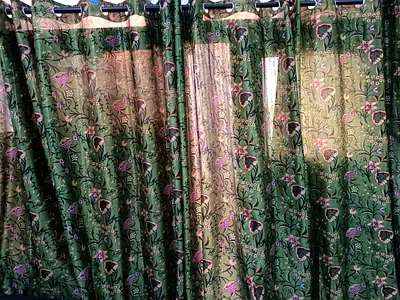 Full set of 4 Curtains and 3 nets for a Cozy Atmosphere. With rod and holders, and side rod caps All