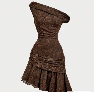 Elegant Brown Lace Dress