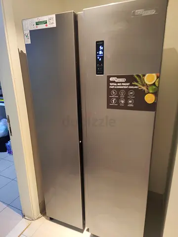 Silver Side-by-Side Refrigerator with Modern Features