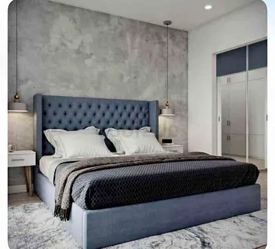 Stylish King Size Bed with Plush Headboard