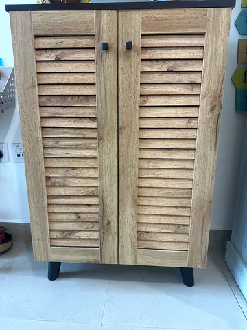 Stylish Wooden Cabinet with Louvered Doors