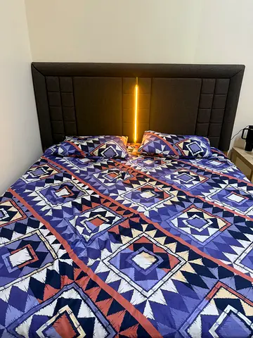 Stylish king Size Bed with Modern Headboard