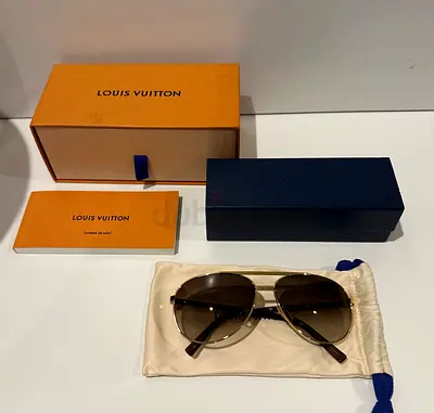 100% Authentic | New With Original Packaging | Louis Vuitton Aviator Sunglasses Gold